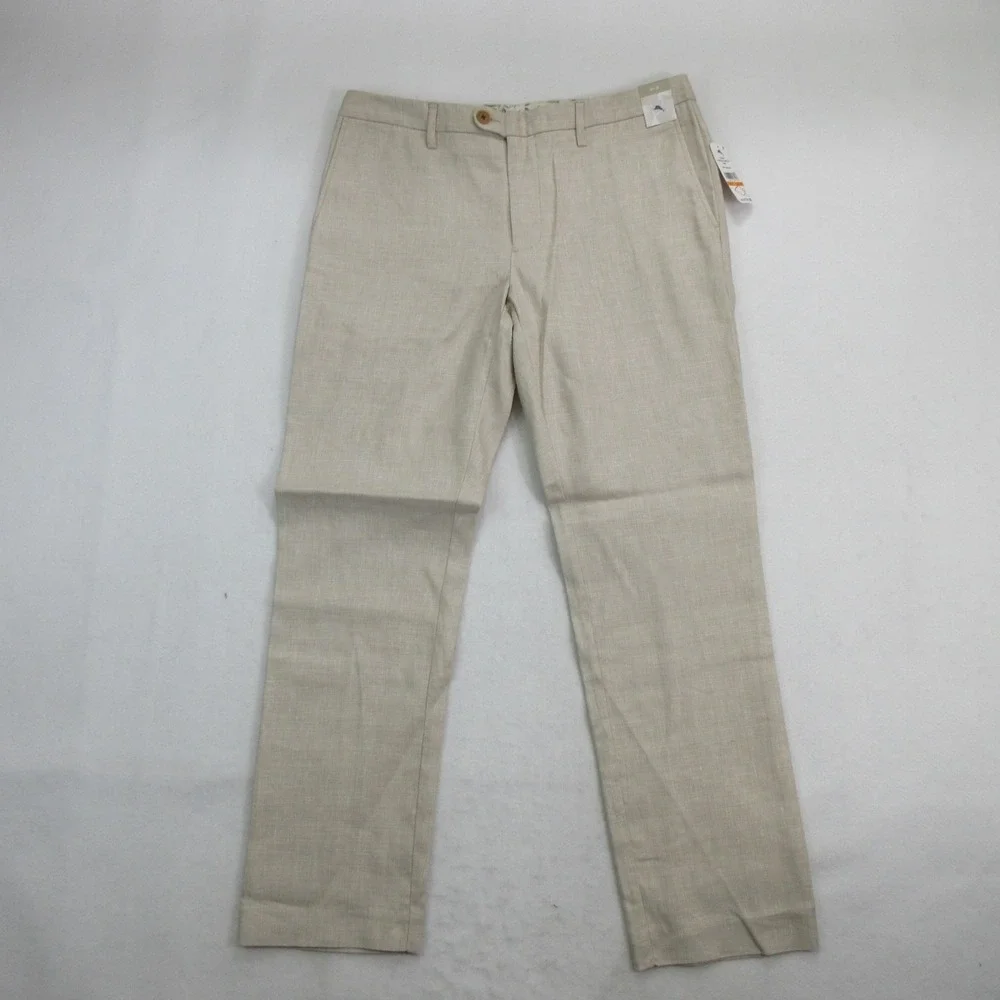Tommy Bahama Men Dress Pants 33x30 Latigo Beach Linen Khaki Stretch New DEFECT